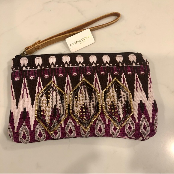 Fabulous MJ Handbags - Beaded Canvas Wristlet